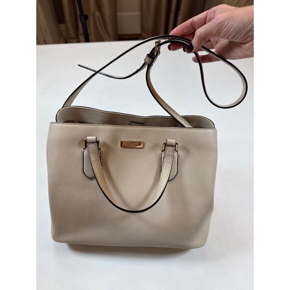 Kate Spade Handbags - Kate Spade New York Beige Leather Crossbody Tote Handbag Gold Hardware